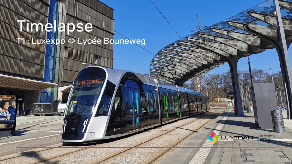 [Timelapse - Luxtram] Line T1 : Luxexpo - Lycée Bouneweg