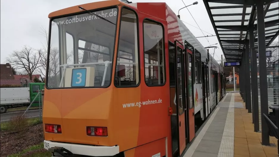 Tram Cottbus ride from Hauptbahnhof to Schwellwitz Anger in the KTNF6 on 1 complete line